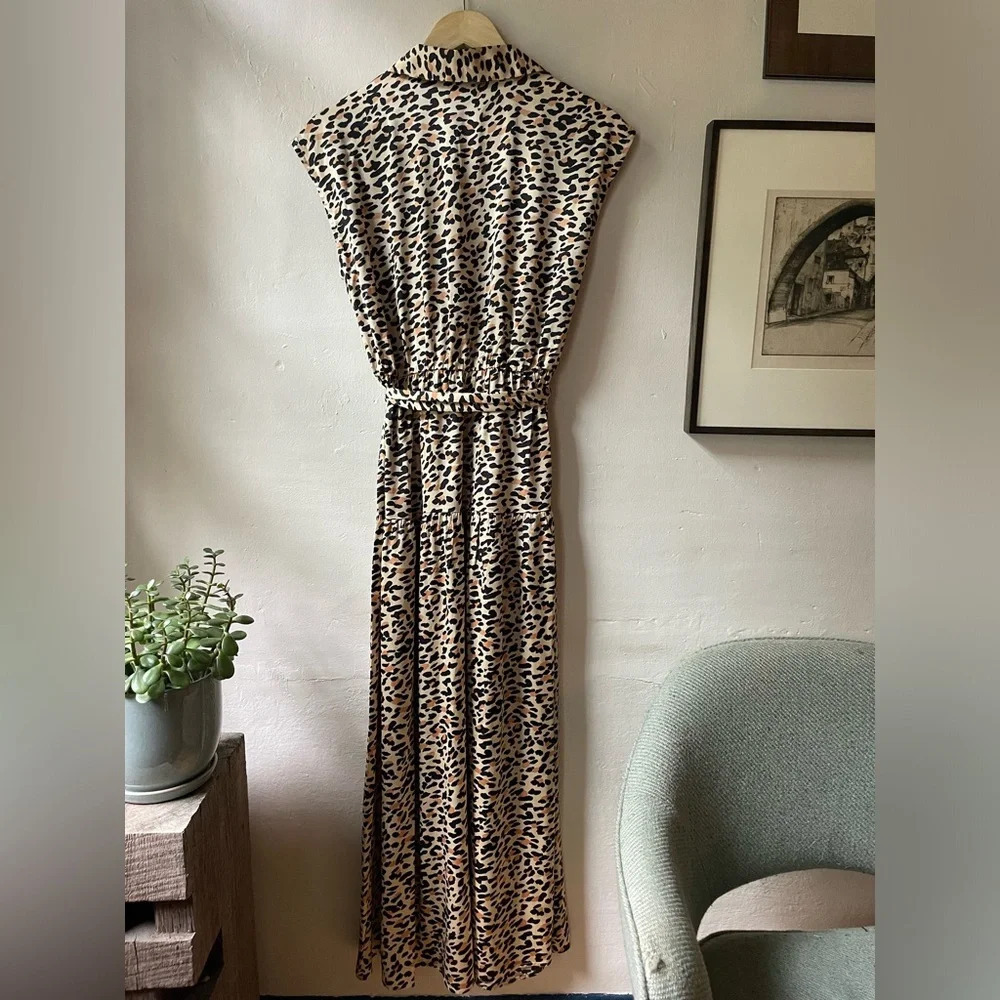 Macys On 34th Satin Leopard Print Collared Shirt … - image 4